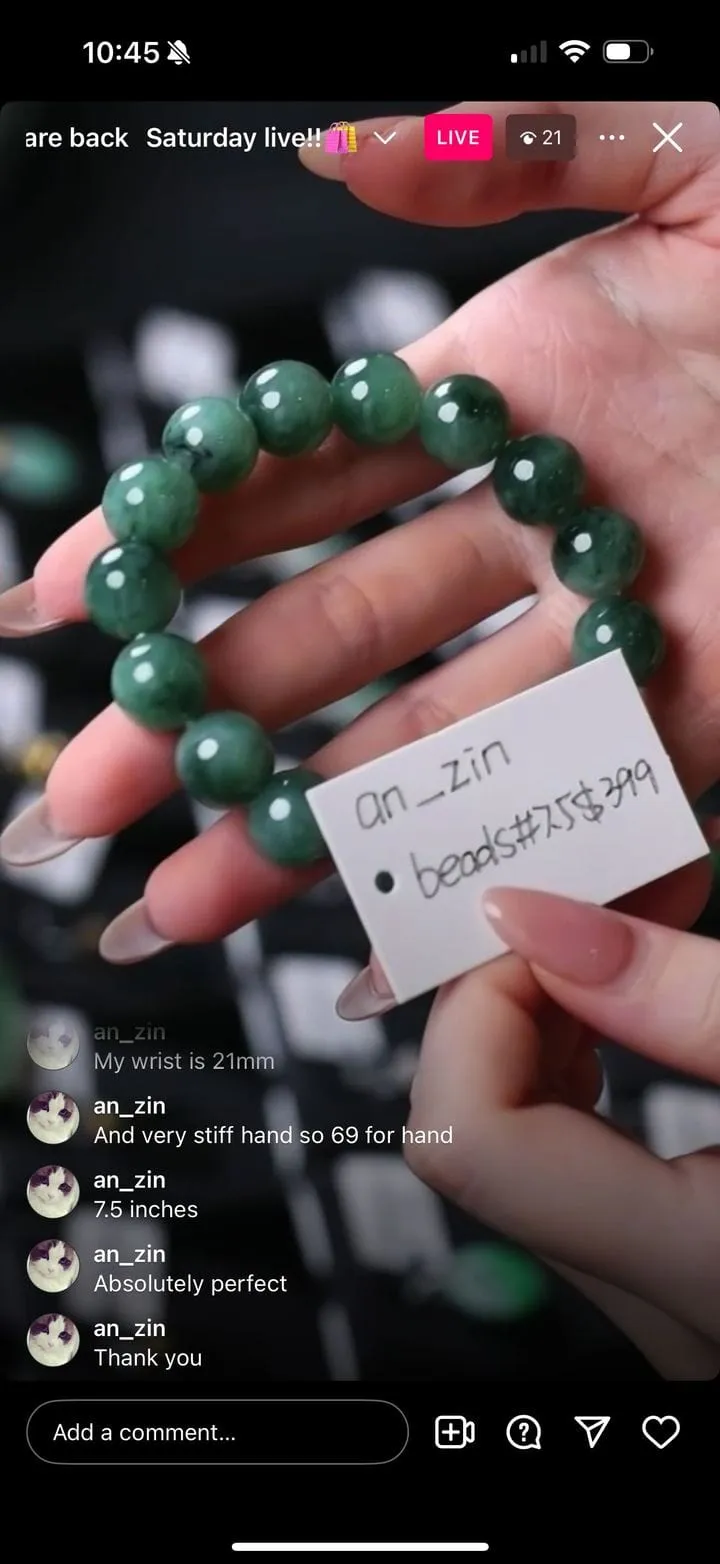 IG Live "Natural Green Burmese Jadeite Jade Bead Bracelet " (Live Pick) (11/16/24)