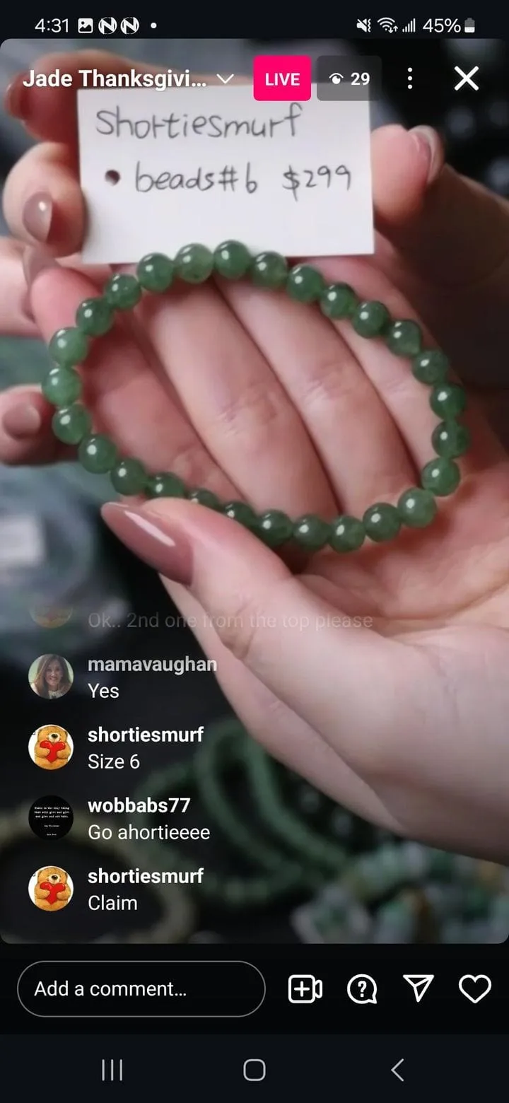 IG Live "Natural Oil Green Jadeite Jade Bead Bracelet" (Live Pick) (11/27/24)