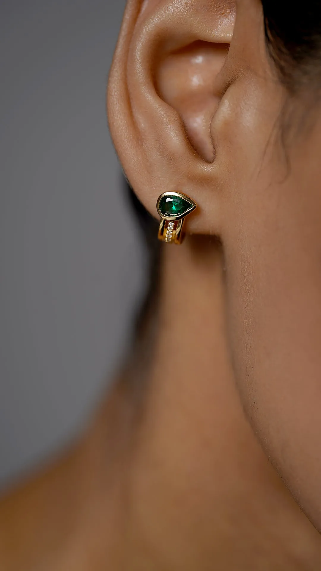 Jaia Earrings Emerald 18K Gold Plated