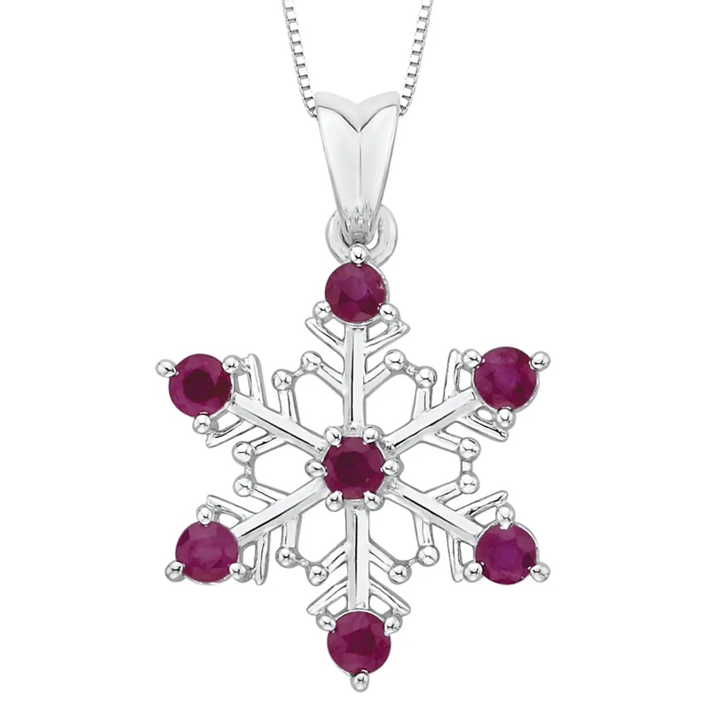 KATARINA 1 cttw Ruby "Snow Flake" Pendant Necklace