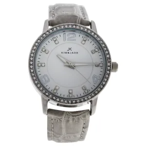 Kim & Jade 2031l-Sgw Silver/Grey Leather Strap Watch Watch for Women 1 Pc