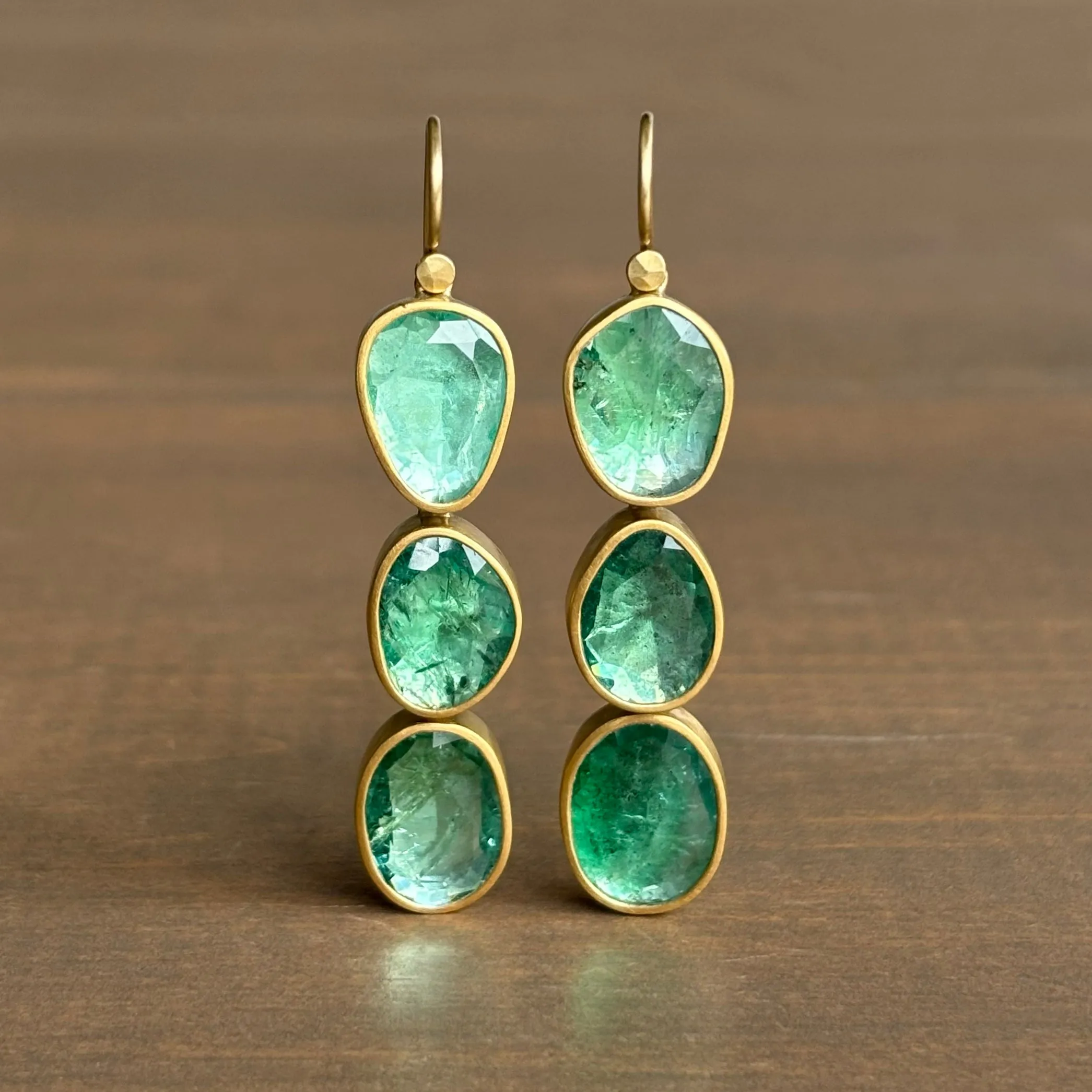 Large Emerald Triple Drop Earrings