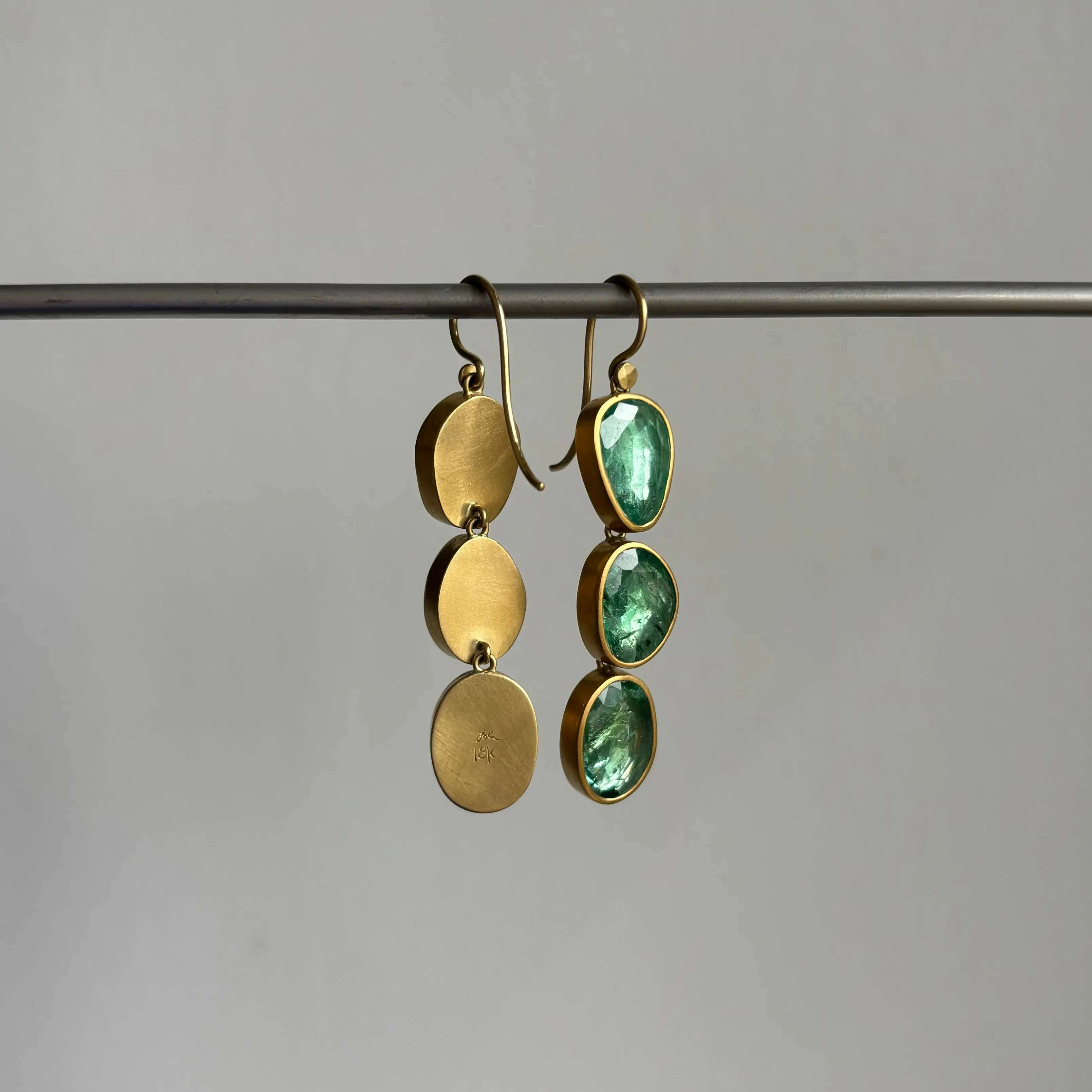 Large Emerald Triple Drop Earrings