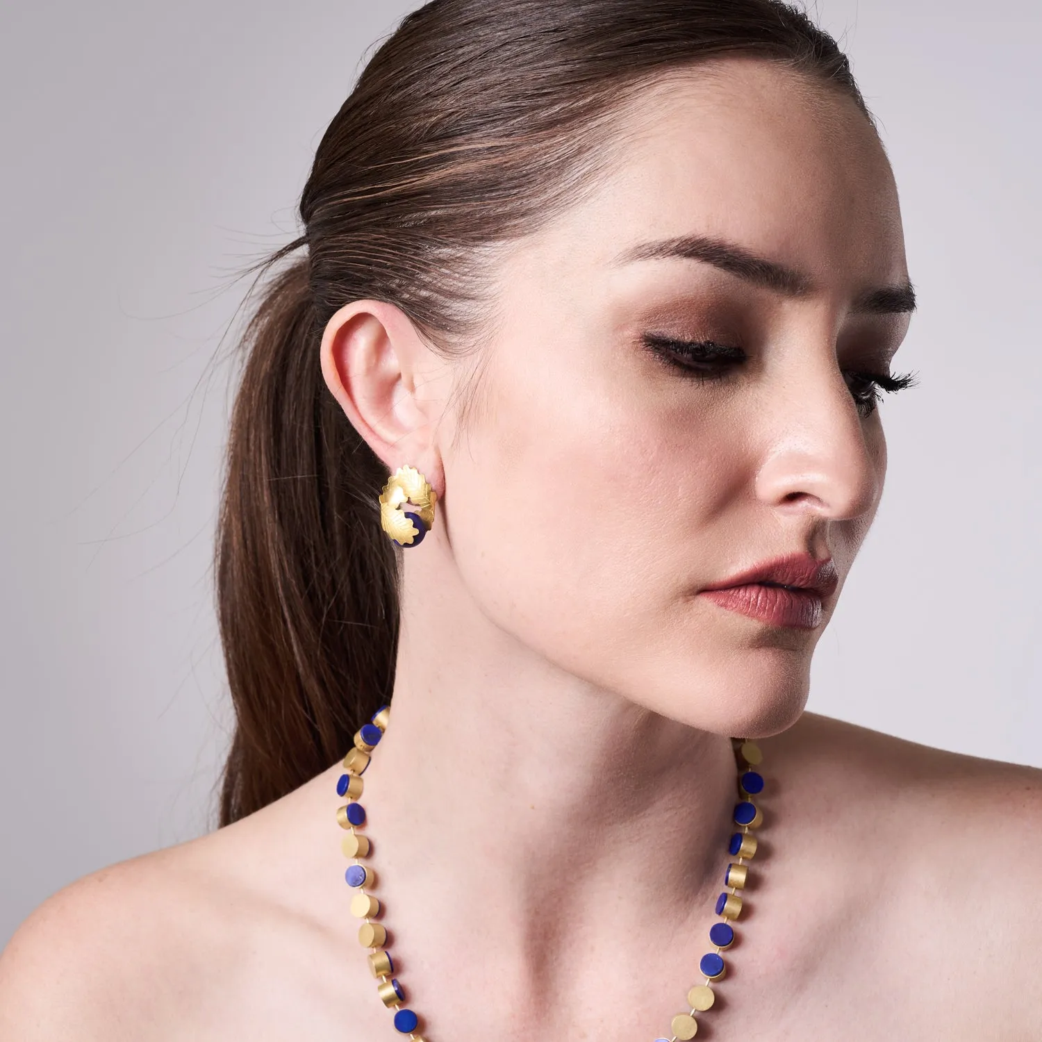 Leaf Spiral With Lapis Earrings