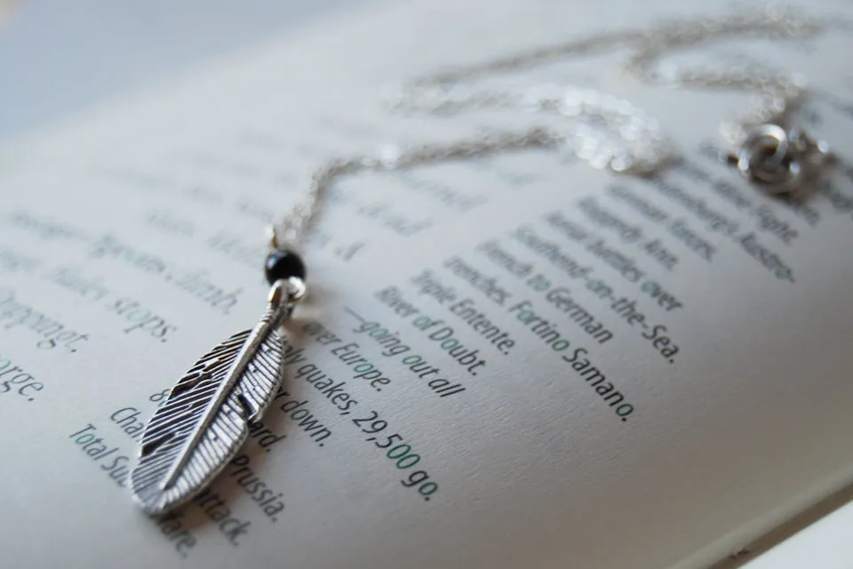 Little Silver Feather Necklace | Woodland Feather Charm Necklace | Feather Jewelry