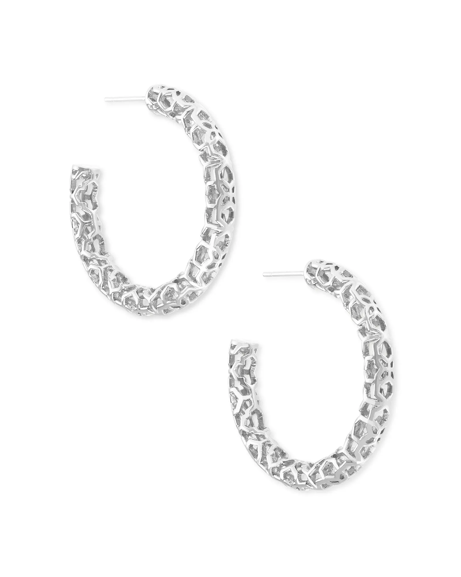 Maggie Small Hoop Earrings In Silver Filigree