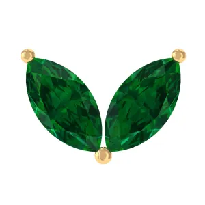 Marquise Created Emerald Leaf Earring for Helix Piercing