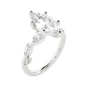 Marquise Lab Grown Diamond Side Stone Engagement Ring