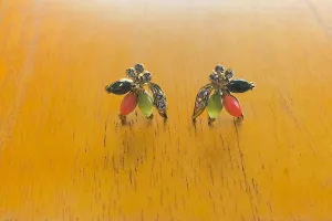 Marquise Leaf Multi Stone Studs