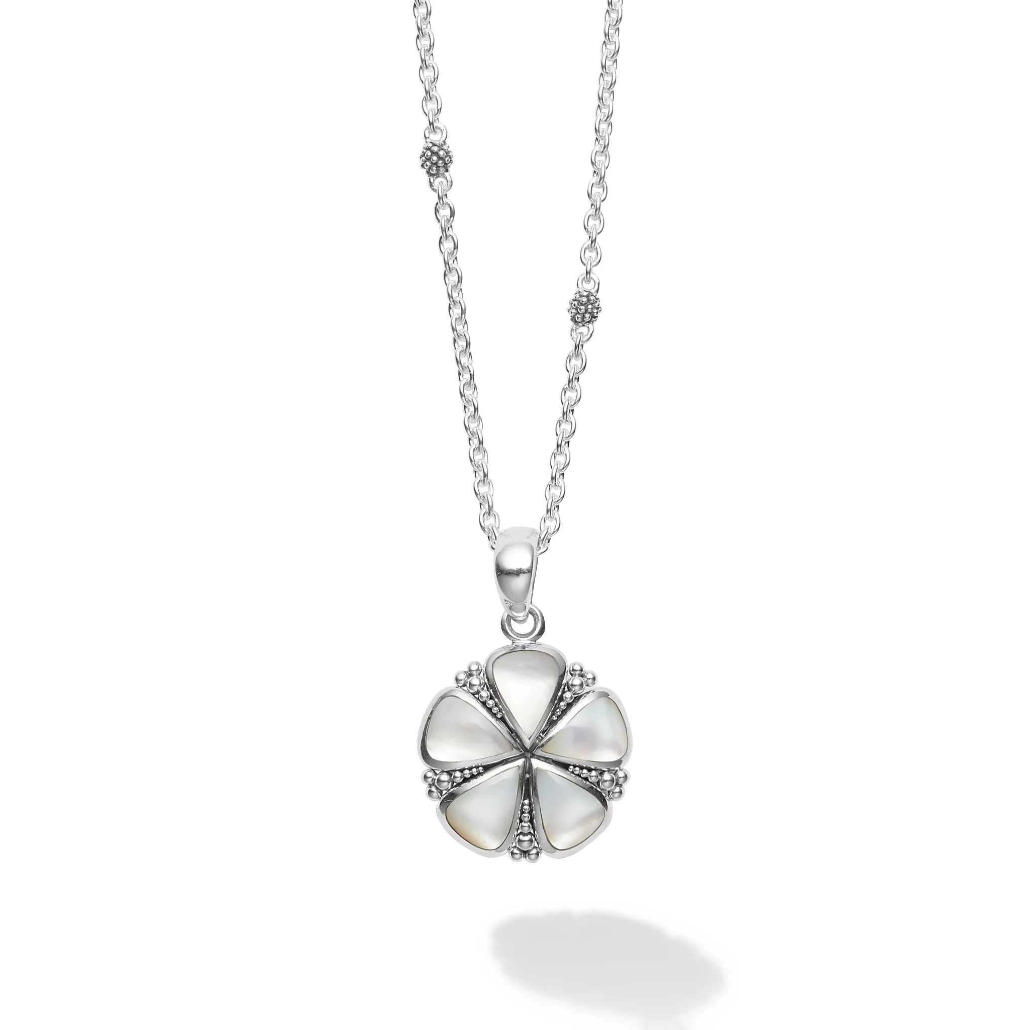 Maya Mother of Pearl Flower Pendant Necklace