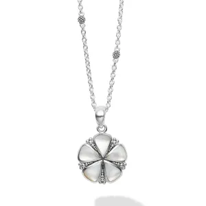 Maya Mother of Pearl Flower Pendant Necklace