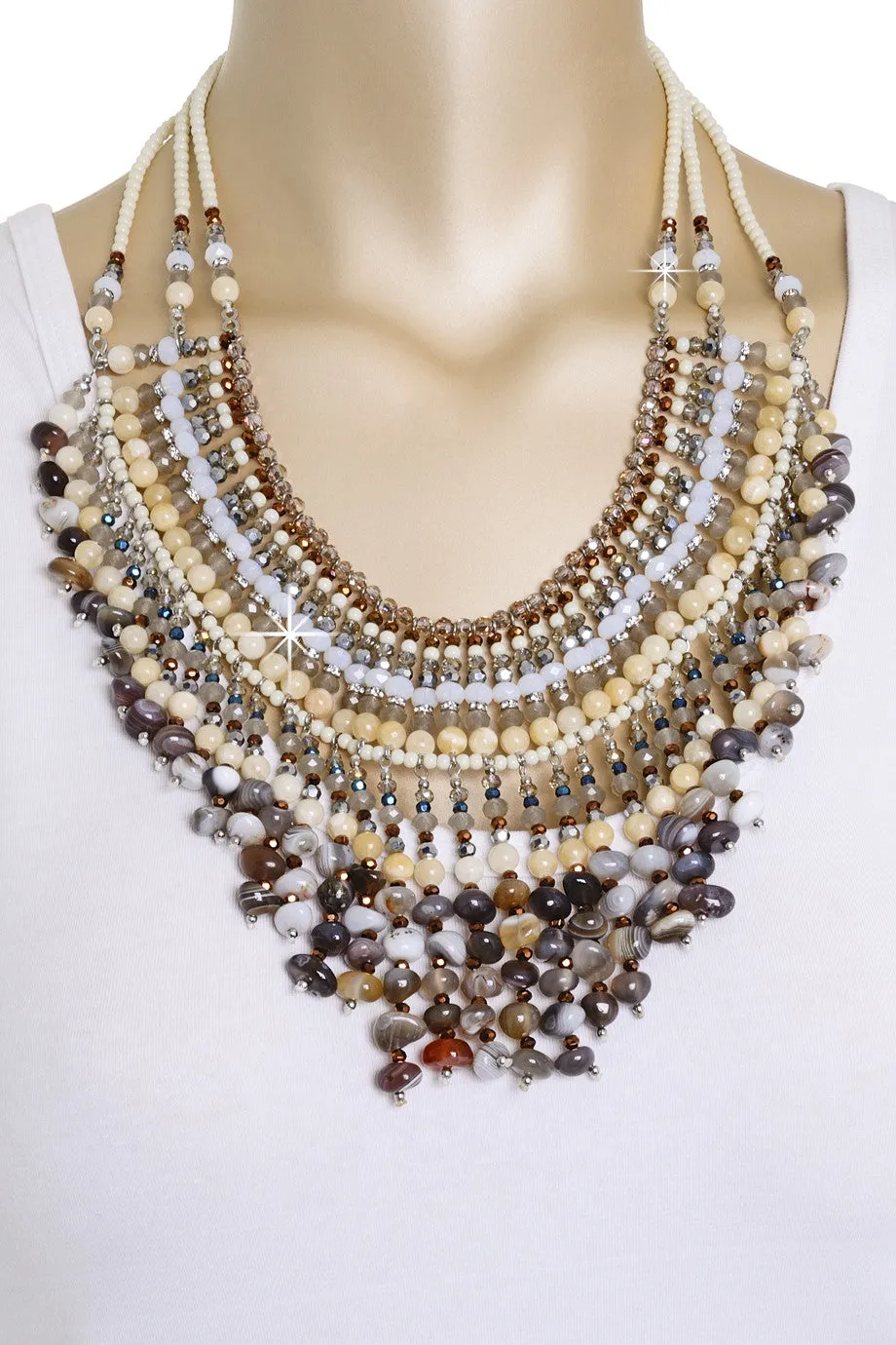 MELAMIE Long Beaded Necklace