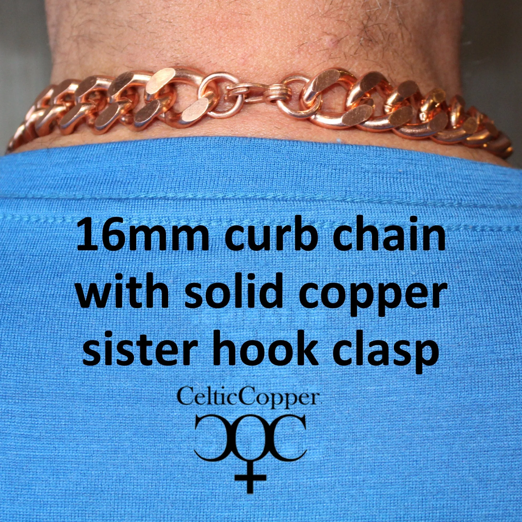 Men's Copper Chain Set Chunky 16mm Copper Cuban Curb Chain Set SET162 Solid Copper 20 Inch Copper Necklace Matching Bracelet Chain