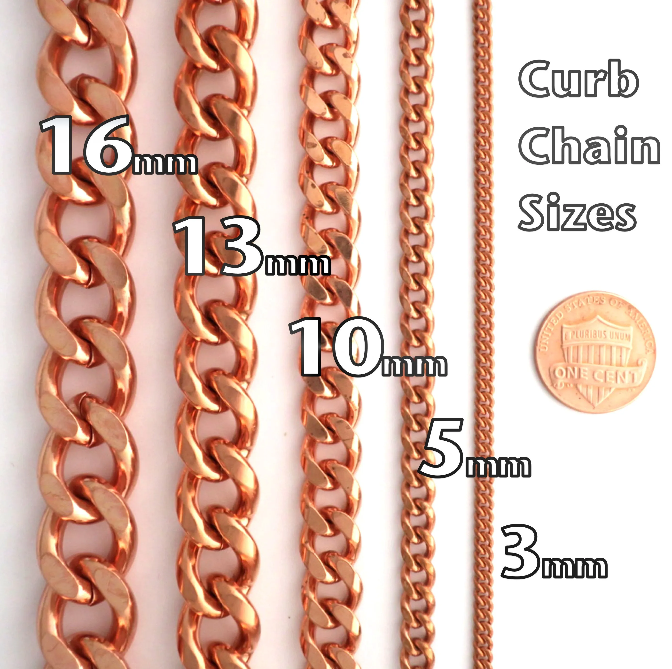 Men's Copper Chain Set Chunky 16mm Copper Cuban Curb Chain Set SET162 Solid Copper 20 Inch Copper Necklace Matching Bracelet Chain