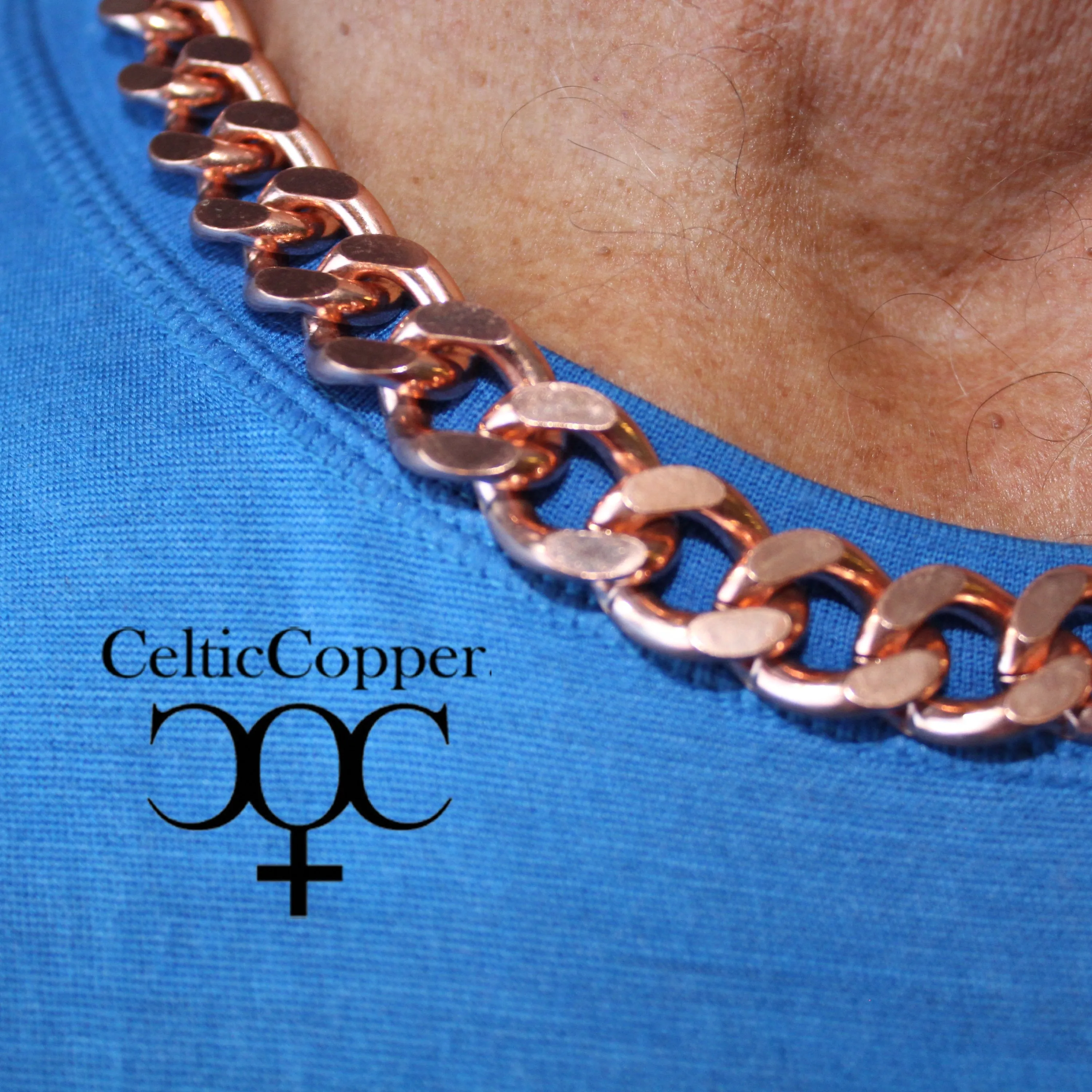 Men's Copper Chain Set Chunky 16mm Copper Cuban Curb Chain Set SET162 Solid Copper 20 Inch Copper Necklace Matching Bracelet Chain