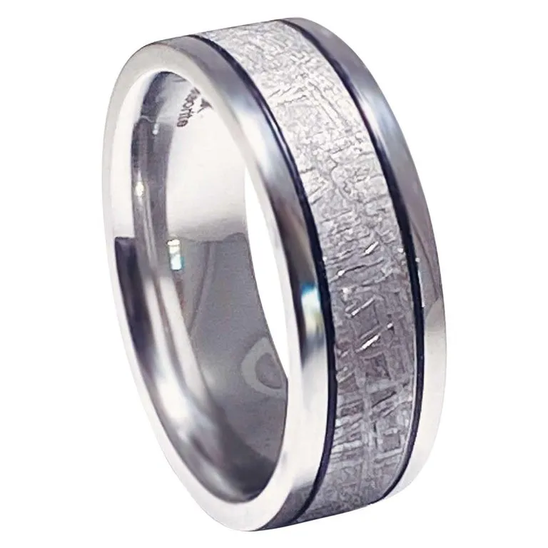 Meteorite Distressed Men's Custom Wedding Band, Cobalt Chrome Man's Wedding Band