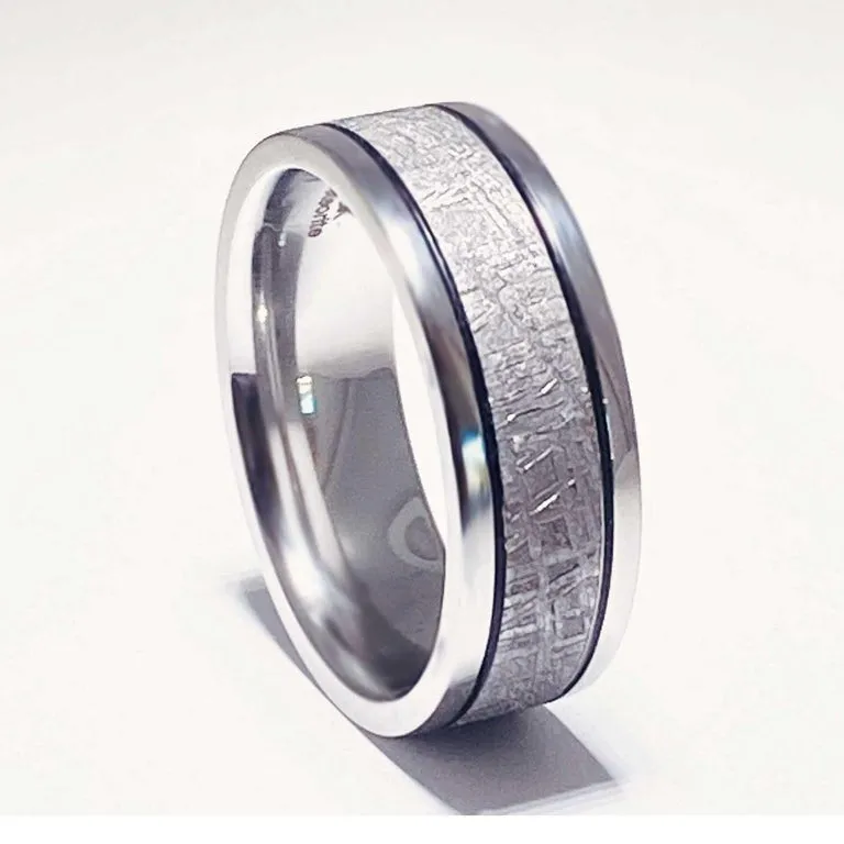 Meteorite Distressed Men's Custom Wedding Band, Cobalt Chrome Man's Wedding Band