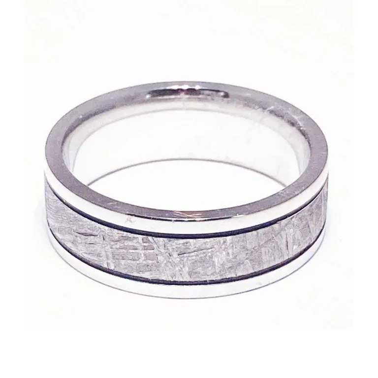 Meteorite Distressed Men's Custom Wedding Band, Cobalt Chrome Man's Wedding Band