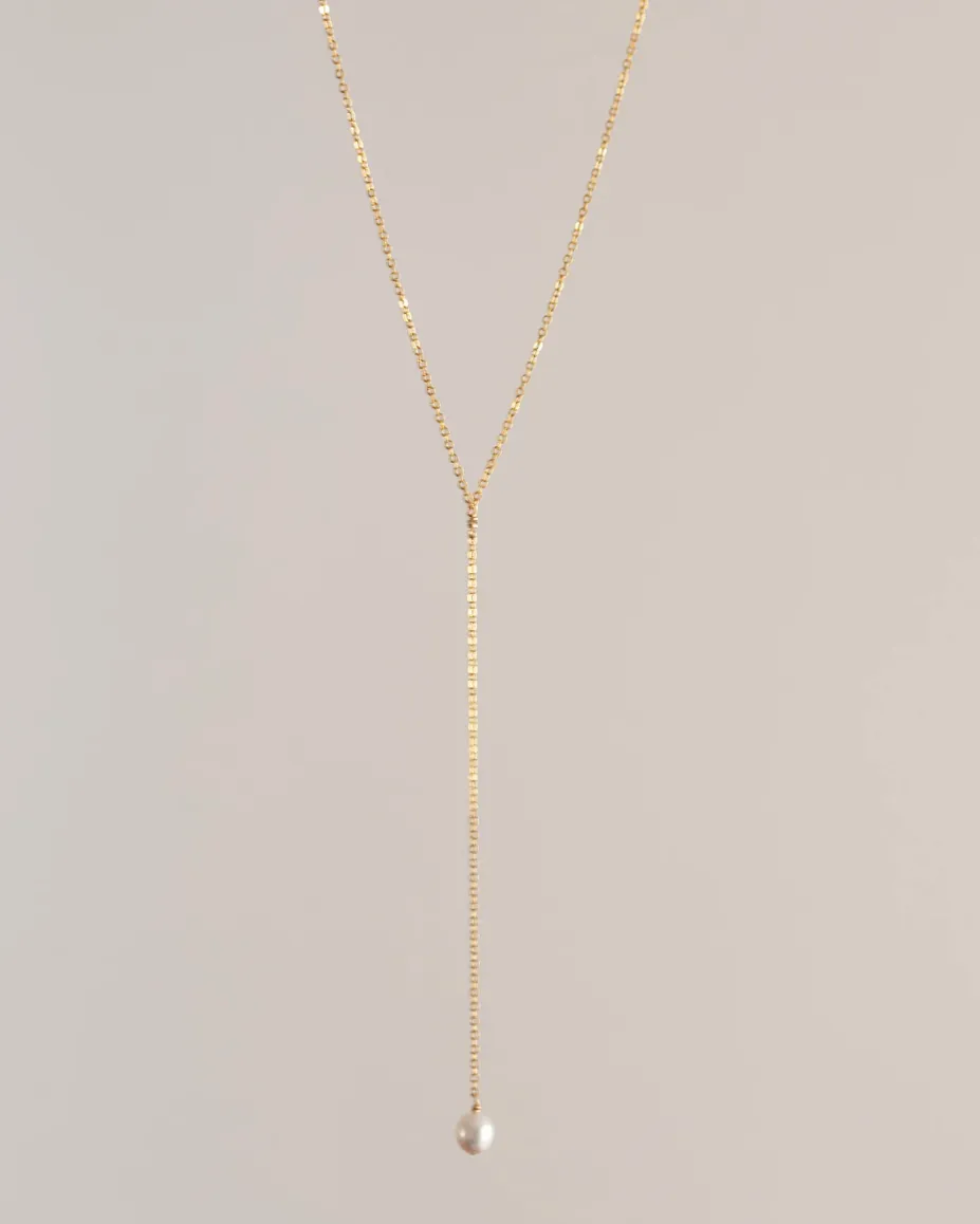 Mini Pearl Lariat Necklace