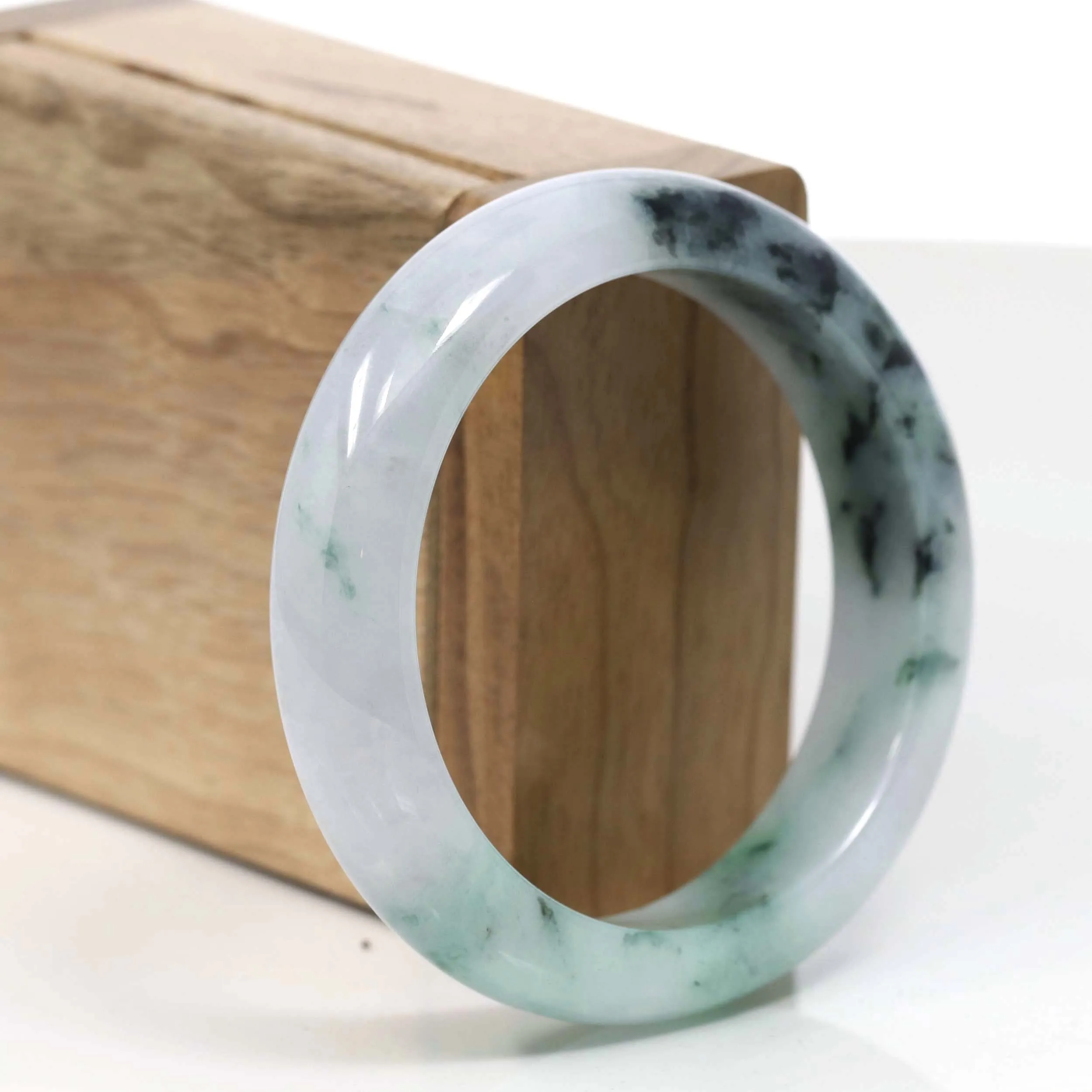 Natural Burmese Blue-green Jadeite Jade Bangle Bracelet (55.38mm)#T005