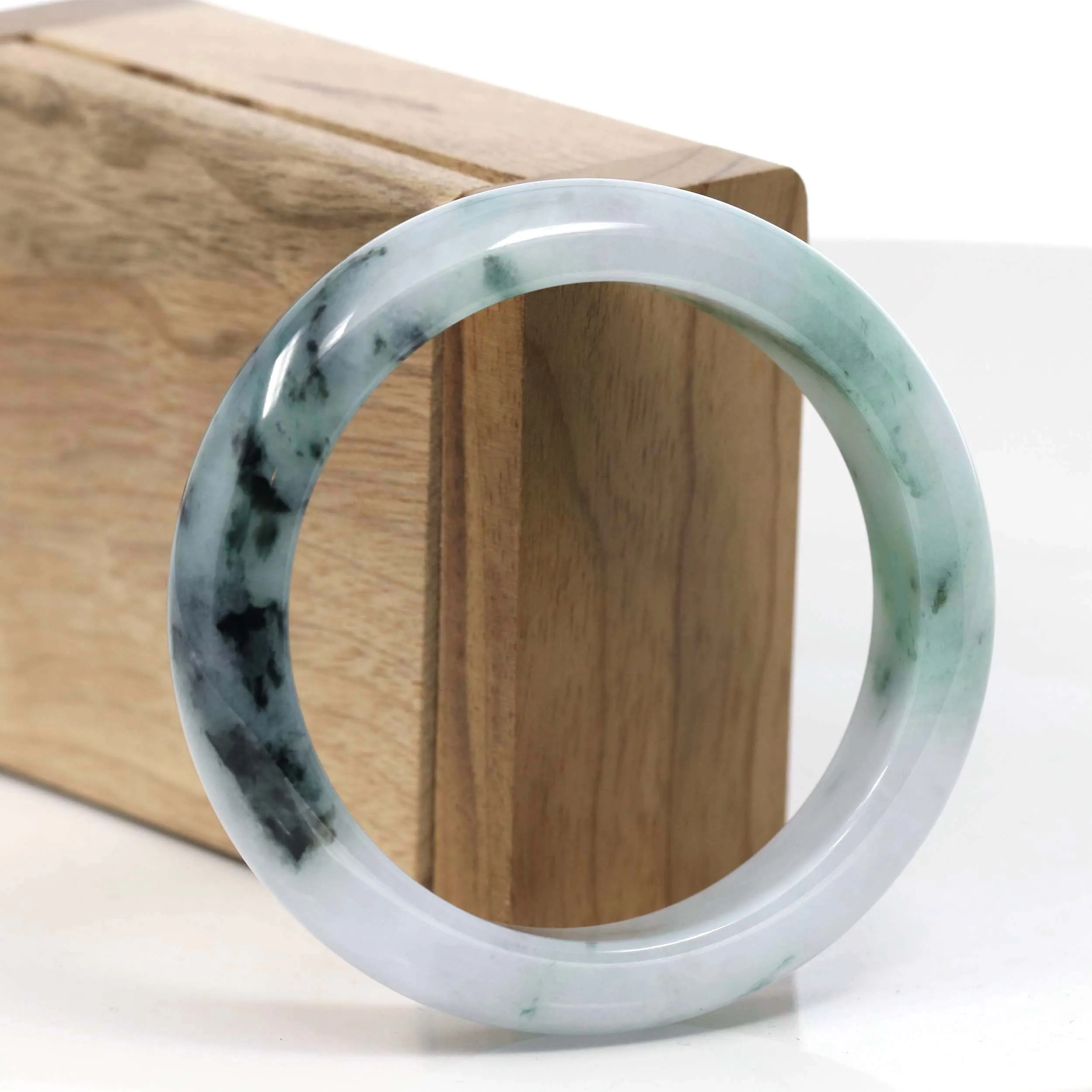 Natural Burmese Blue-green Jadeite Jade Bangle Bracelet (55.38mm)#T005