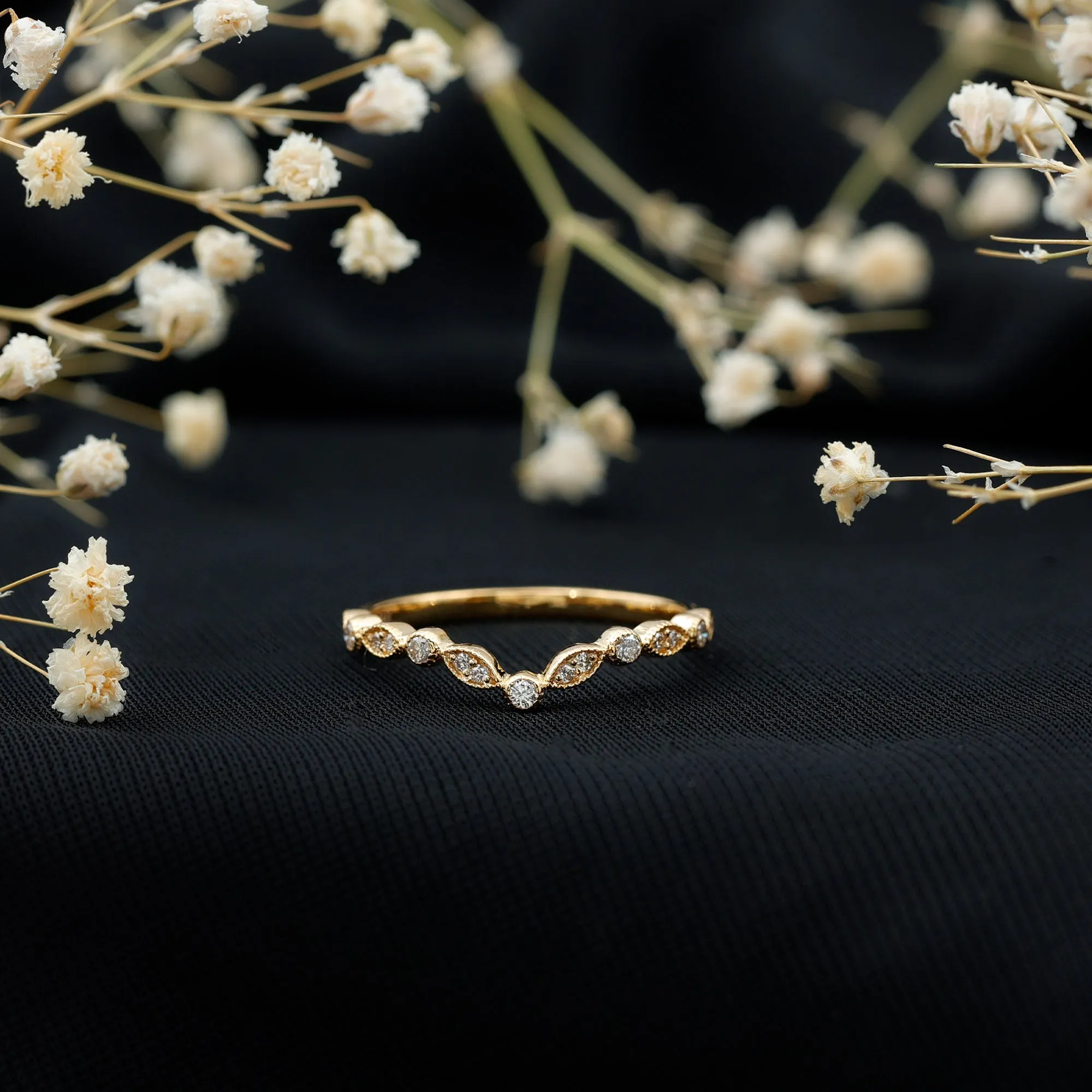 Natural Diamond Curved Wedding Enhancer Ring