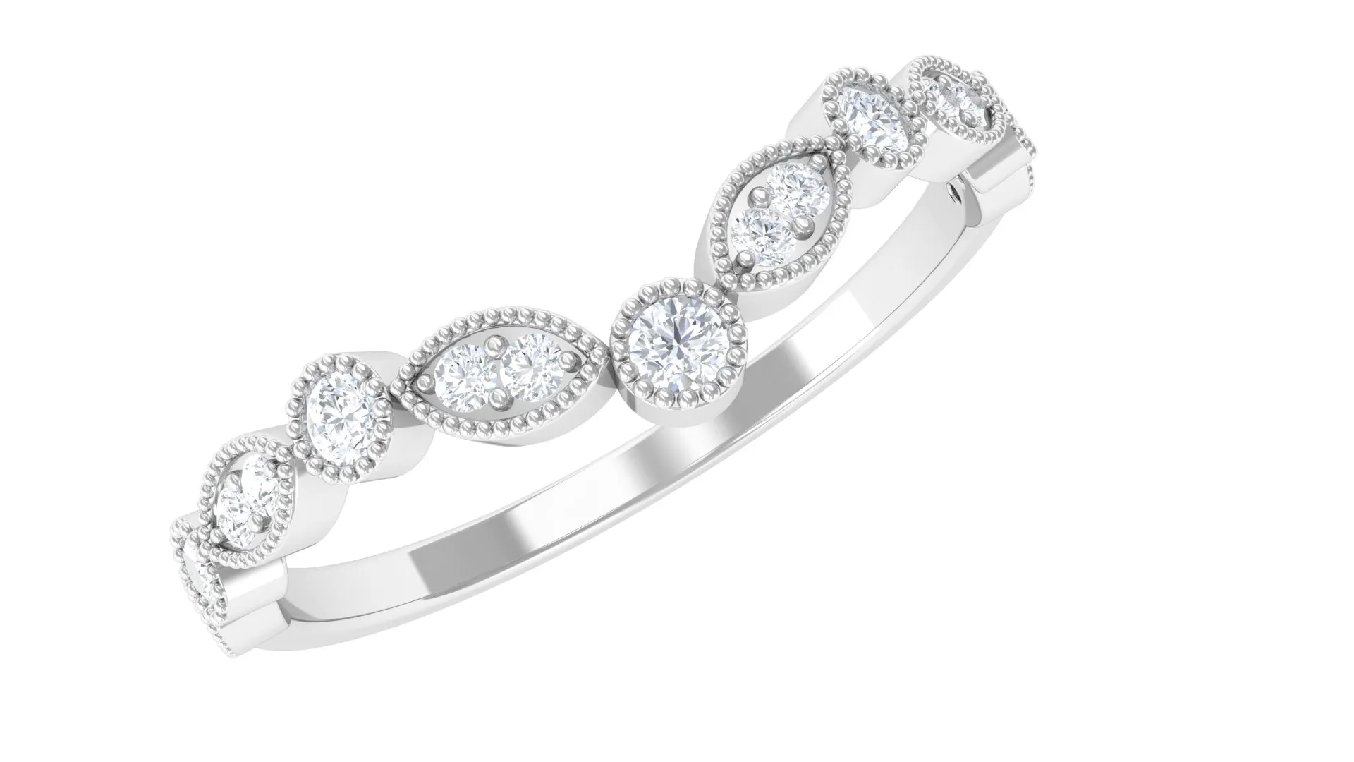 Natural Diamond Curved Wedding Enhancer Ring