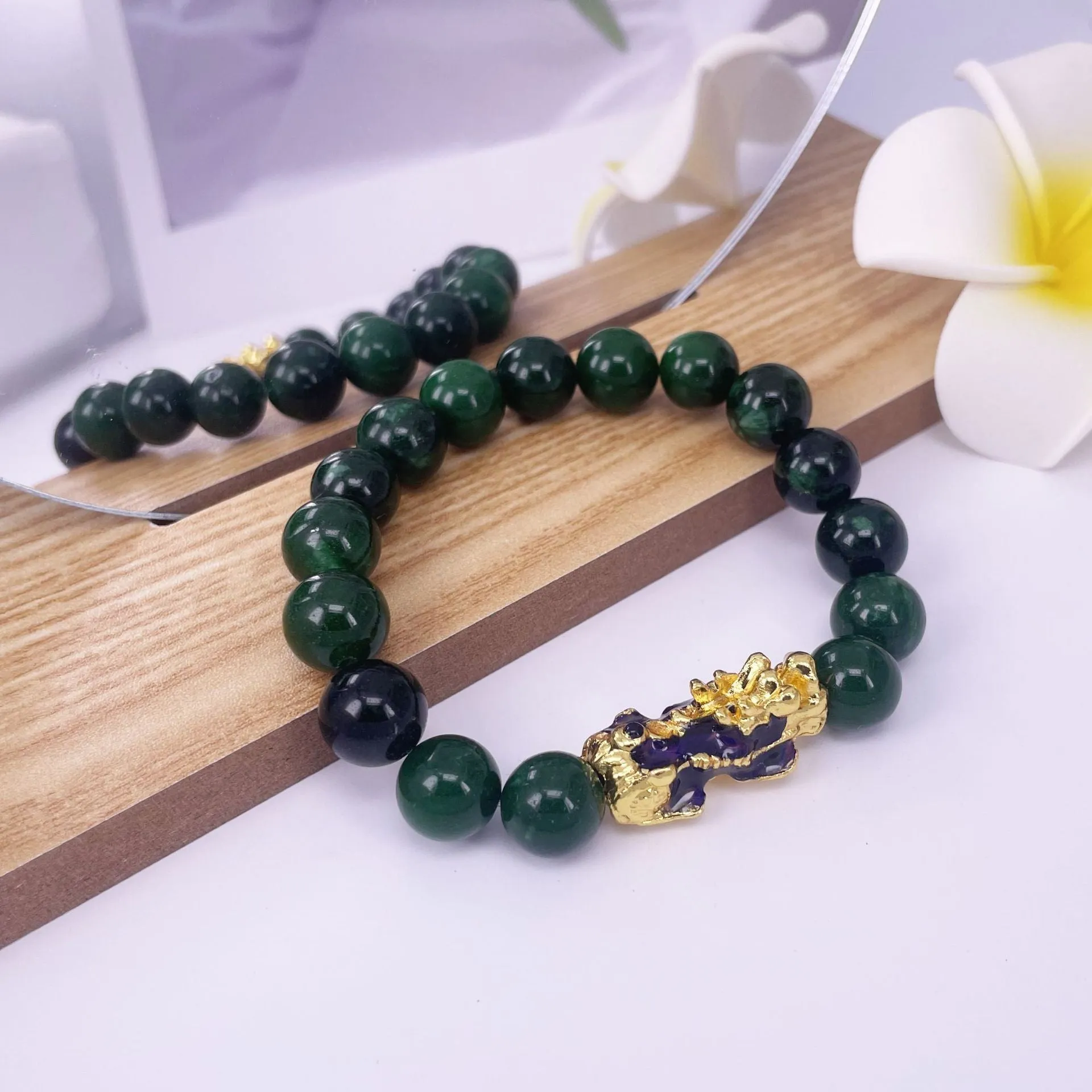 Natural Jade Discolored Pixiu Bracelet Male