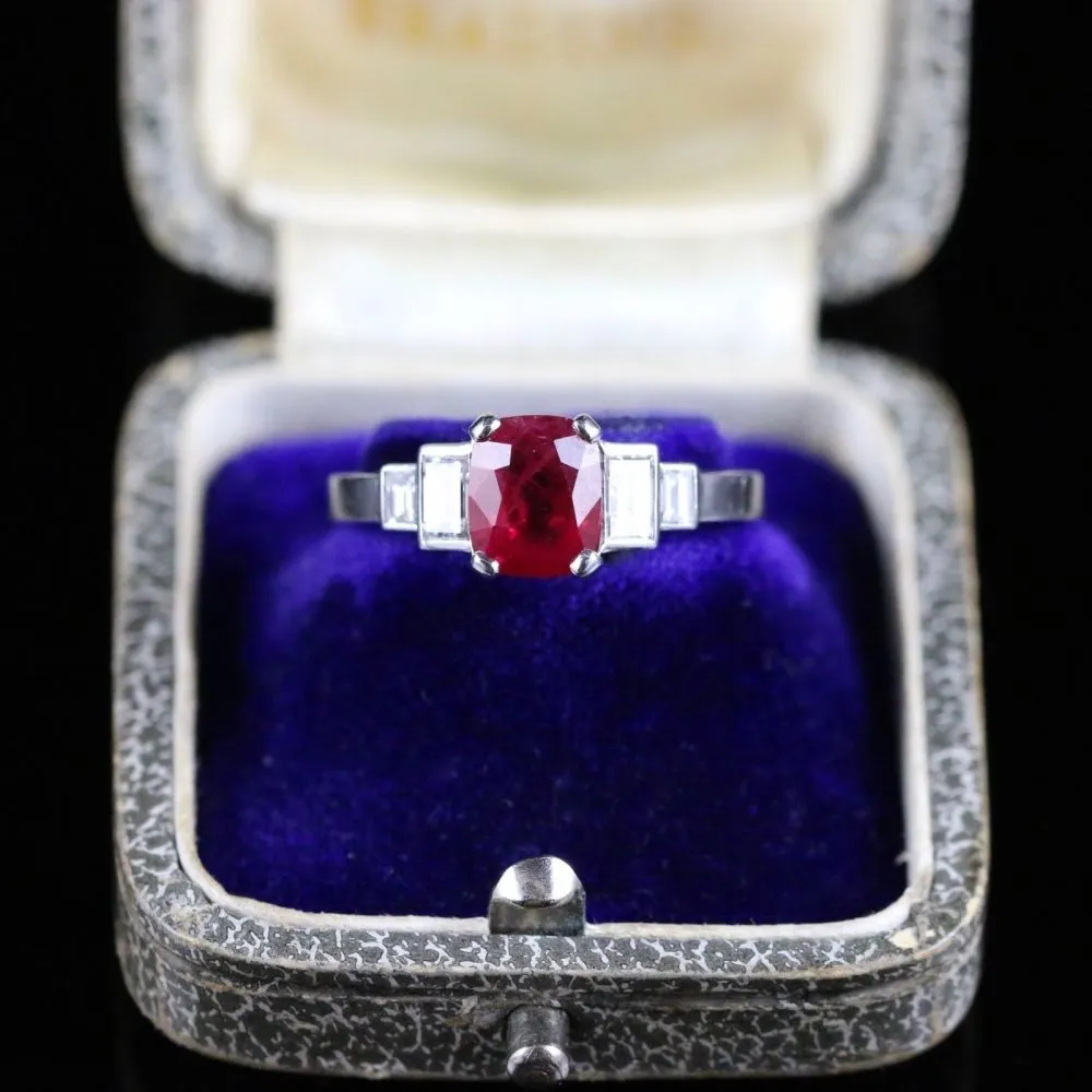 Natural Ruby & Diamond Ring 18Ct White Gold