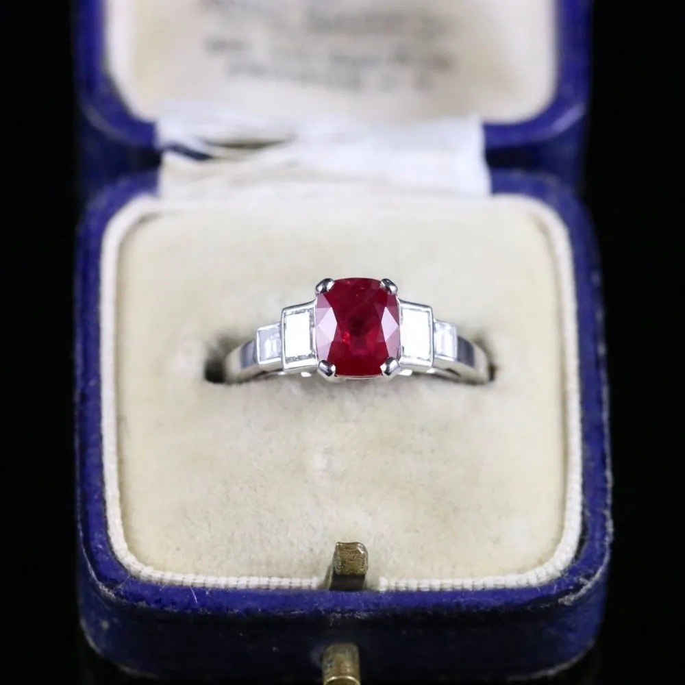 Natural Ruby & Diamond Ring 18Ct White Gold