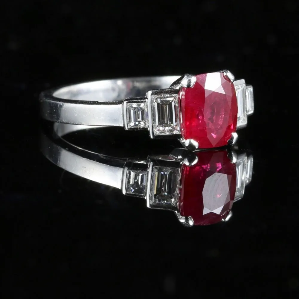 Natural Ruby & Diamond Ring 18Ct White Gold