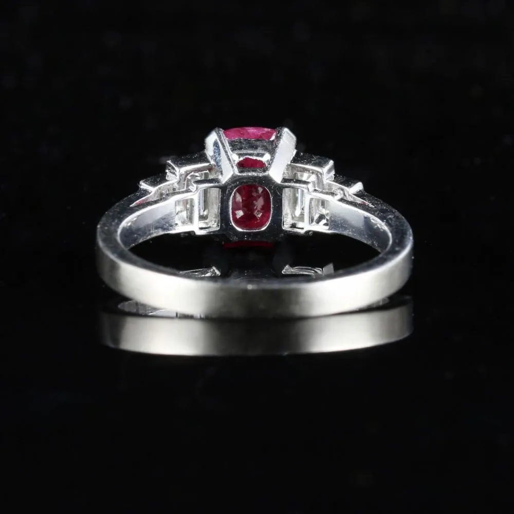 Natural Ruby & Diamond Ring 18Ct White Gold