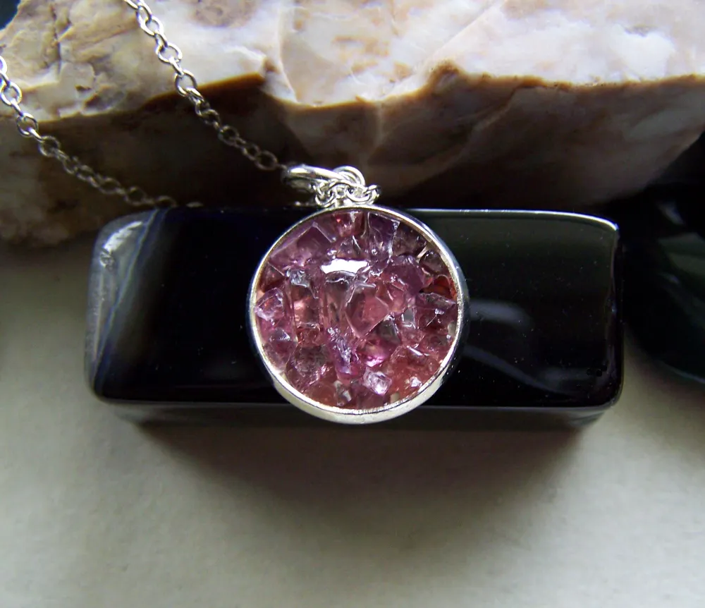 Natural Ruby Spinel Gemstone Crystals Pendant