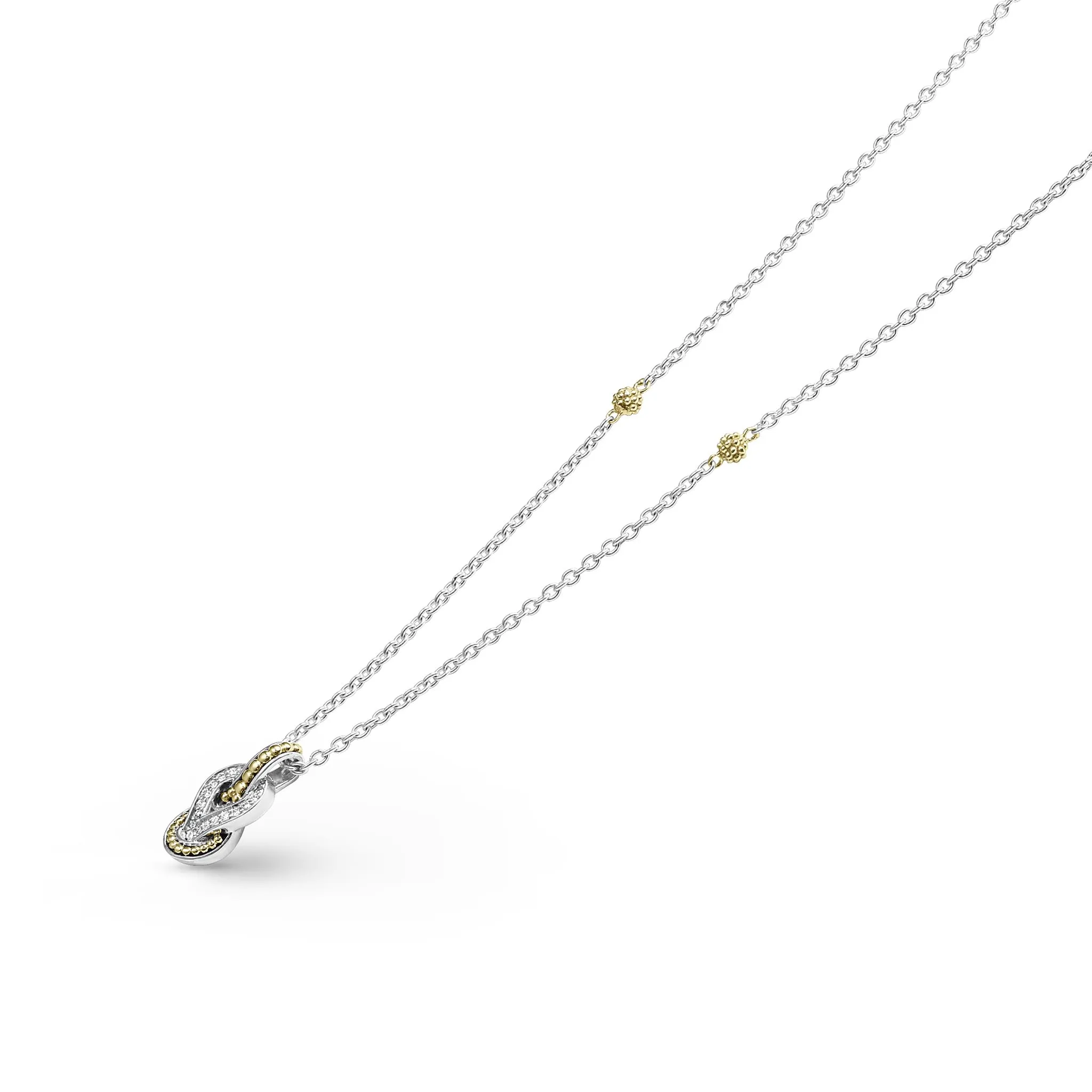 Newport Petite Two-Tone Knot Diamond Pendant Necklace