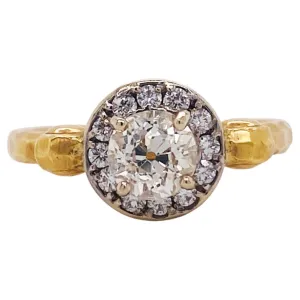 Old European Diamond Halo Handmade Ring