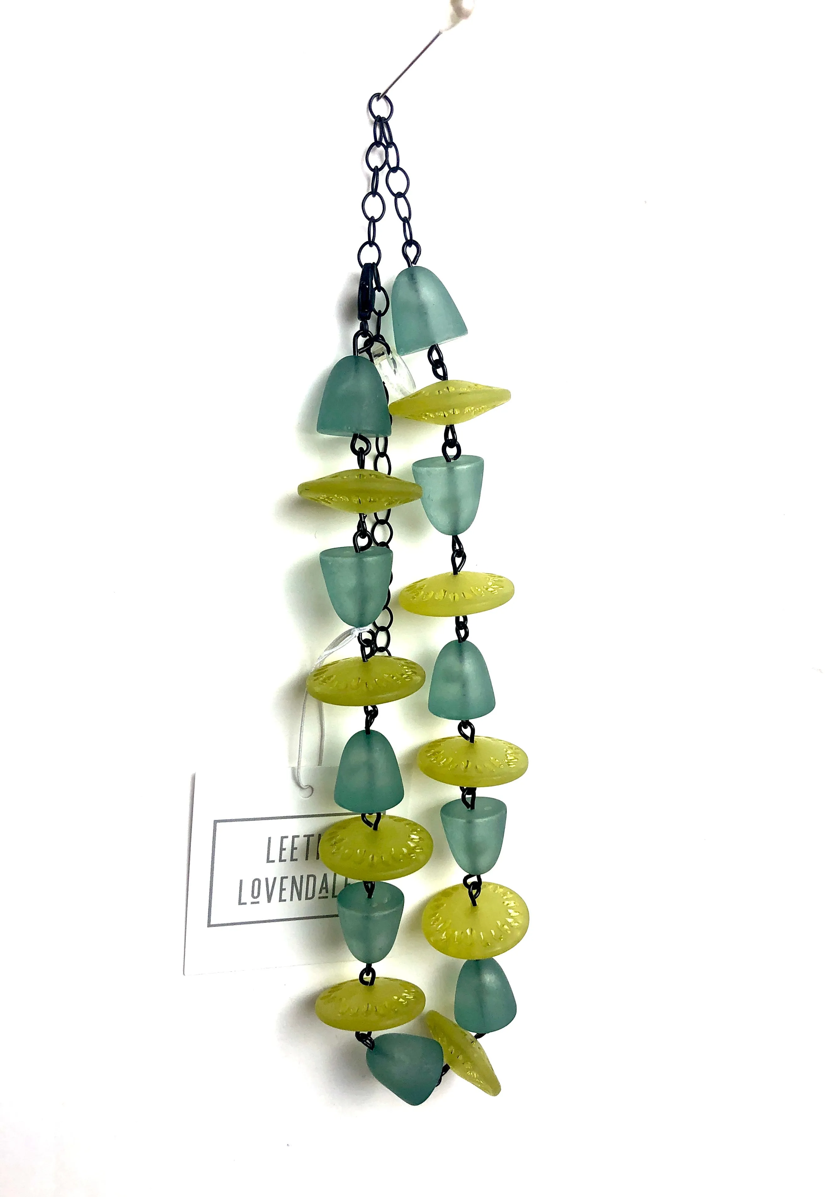 Olive & Teal Frosted Cap Beaded Amelia Necklace