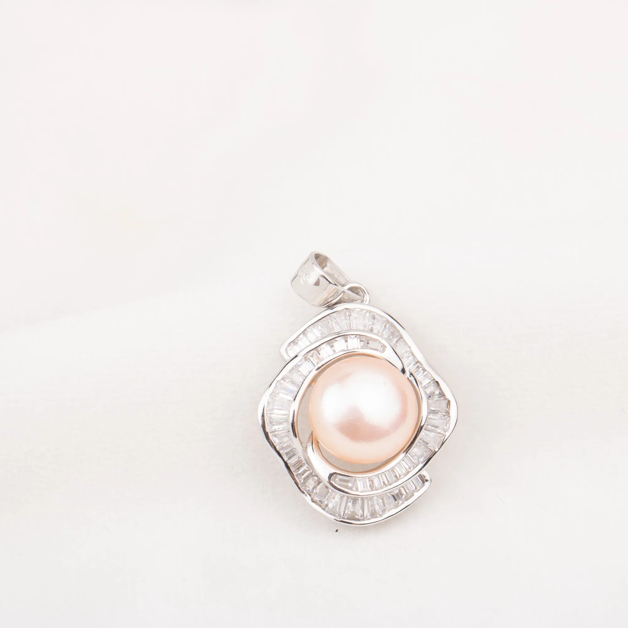 P010764 DIY 9-12mm Natural Freshwater pearl pendant accessory 925 sterling silver engagement jewelry necklace for women