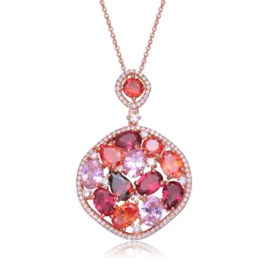 Palette Caroline Red CZ Rose Gold Pendant Necklace