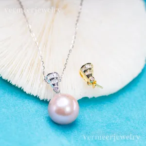 Pe011062  DIY 9-12mm Natural Freshwater pearl pendant accessory 925 sterling silver engagement jewelry necklace for women