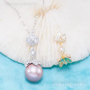 Pe011107 DIY 9-12mm Natural Freshwater pearl pendant accessory 925 sterling silver engagement jewelry necklace for women