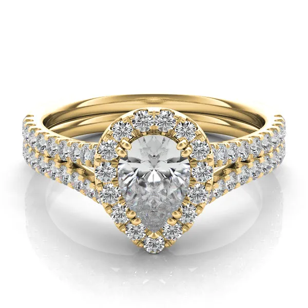 Pear Diamond Halo Engagement Ring