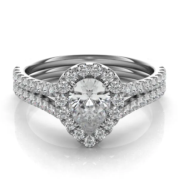 Pear Diamond Halo Engagement Ring