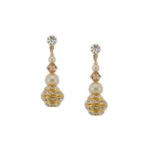 Pearl Earrings with Channel Set Beads