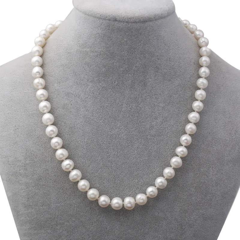 Pearl Necklace For Women | Elegant and Classic 8-9mm White Freshwater Pearl Necklace for Women