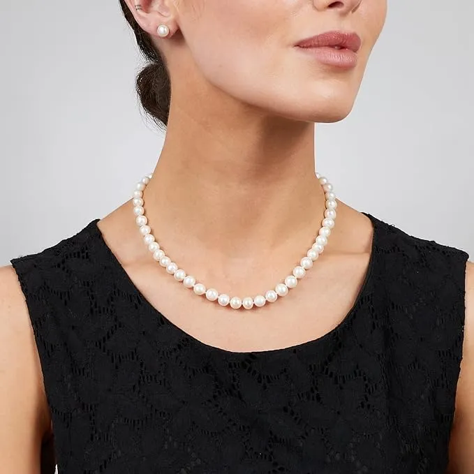 Pearl Necklace For Women | Elegant and Classic 8-9mm White Freshwater Pearl Necklace for Women