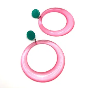 Pink & Emerald Moonglow Iris Earrings