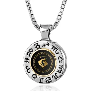 Pisces Gift for Women or Men | Silver Zodiac Sign Necklace