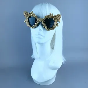 "Anaka" Gold Filigree Ornate Catseye Sunglasses