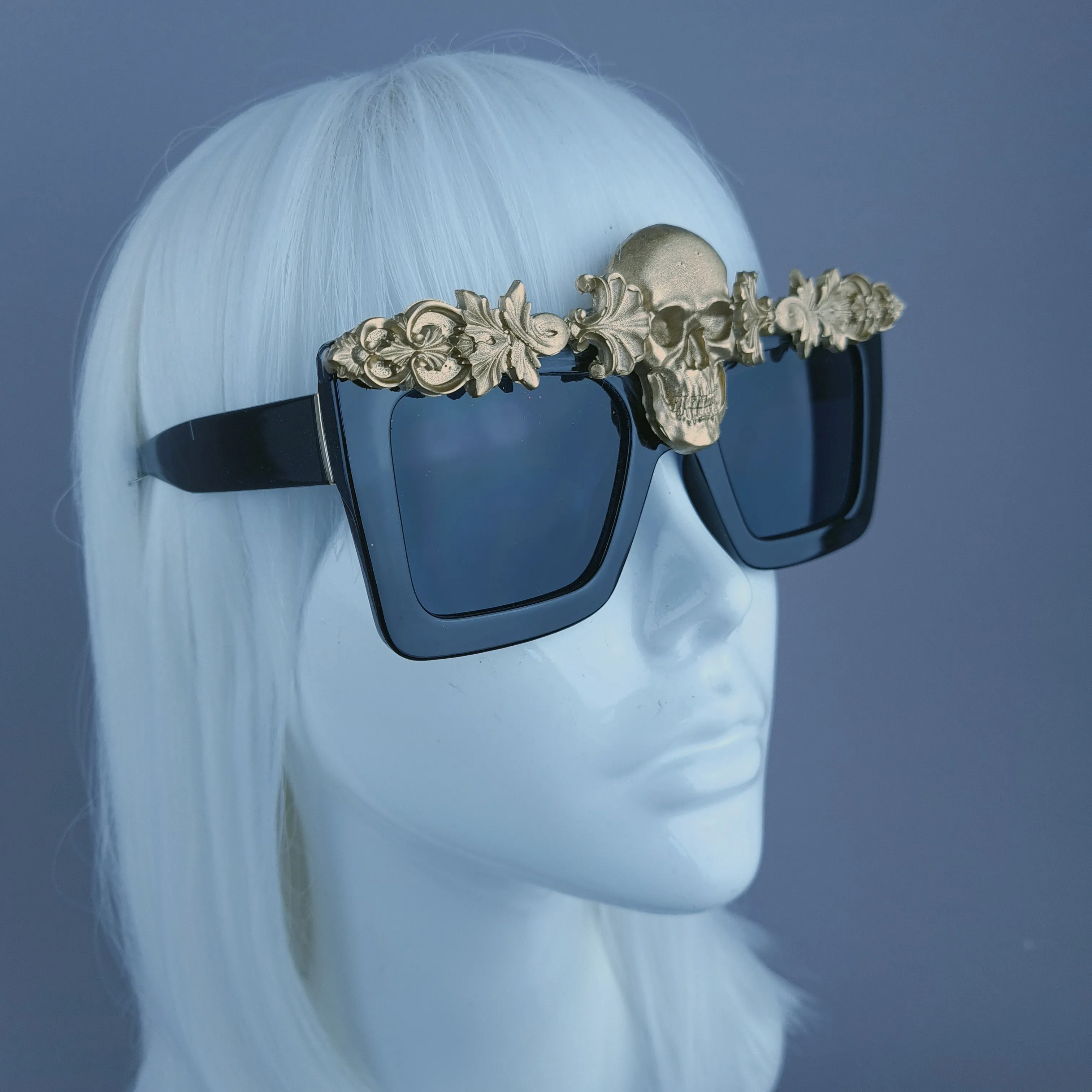 "Crowley" Gold Skull Filigree Unisex Sunglasses