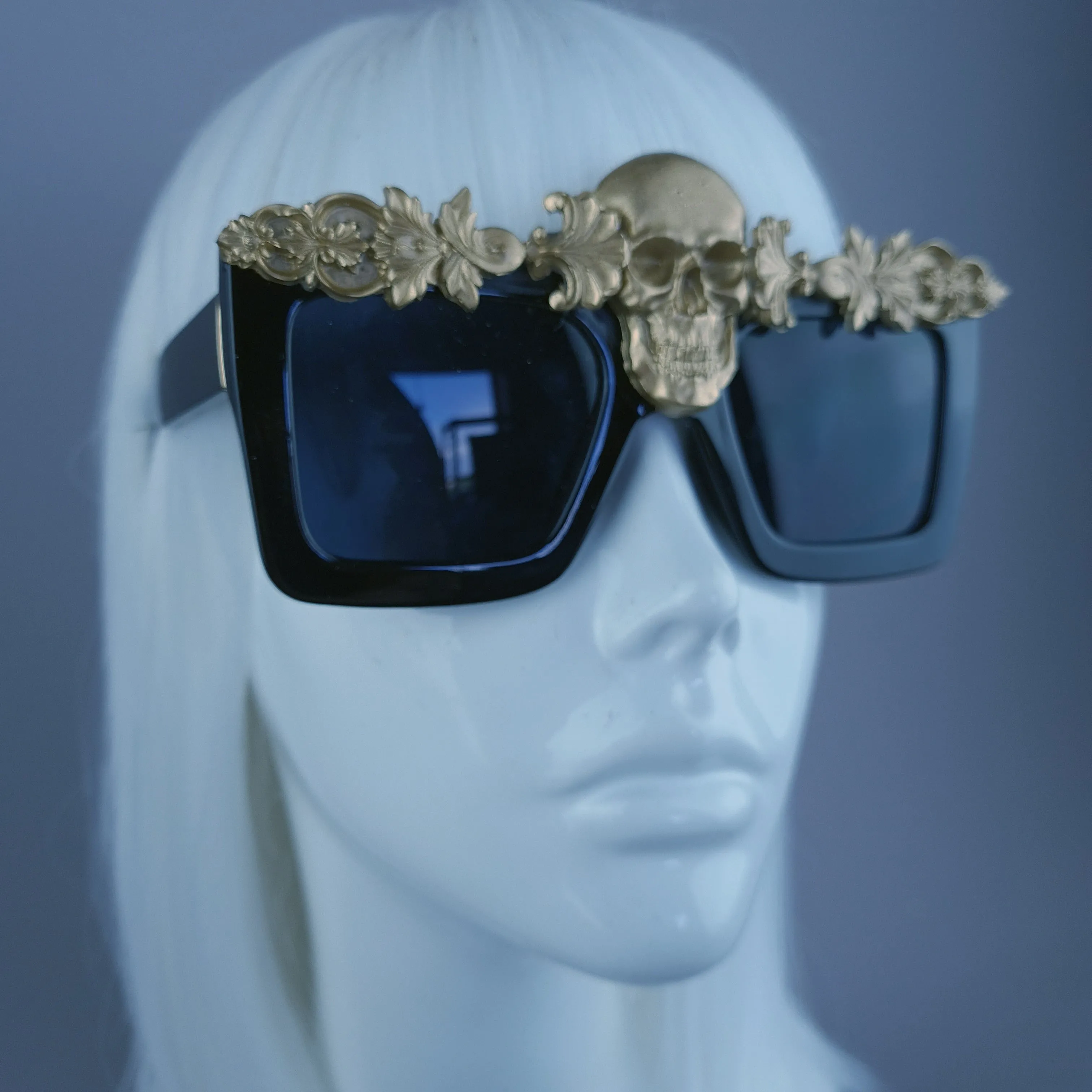 "Crowley" Gold Skull Filigree Unisex Sunglasses